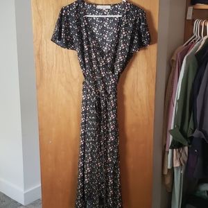 LOFT Flutter Wrap Midi Dress, Floral pattern